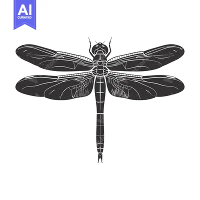Popular premium asset: Black and White Silhouette of a Dragonfly with Spread Wings