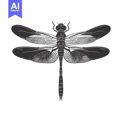 Popular premium asset: Black and White Illustration of a Dragonfly