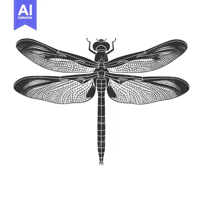 Popular premium asset: Black and White Detailed Illustration of a Dragonfly