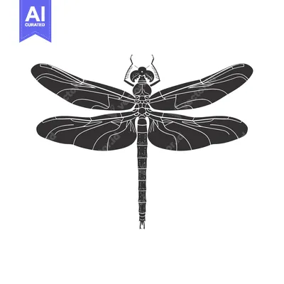 Popular premium asset: Black and White Silhouette of a Dragonfly with Spread Wings