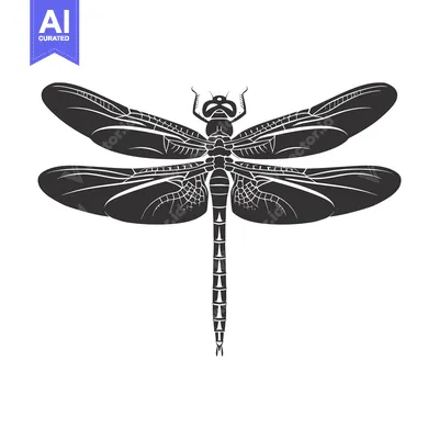 Popular premium asset: Black and White Silhouette of a Dragonfly with Spread Wings