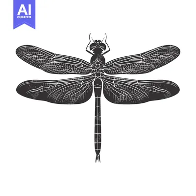 Detailed Silhouette of a Dragonfly with Veined Wings