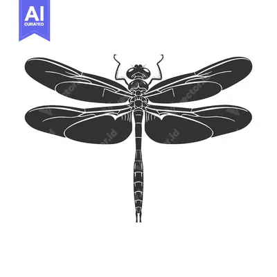 Aset premium populer: Silhouette of a Dragonfly with Spread Wings