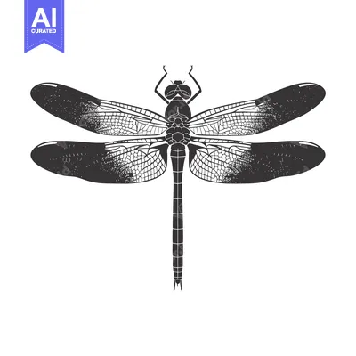 Aset premium populer: Detailed Black and White Illustration of a Dragonfly