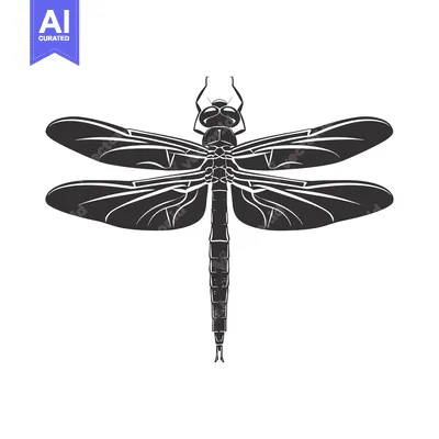 Popular premium asset: Black and White Silhouette of a Dragonfly with Spread Wings