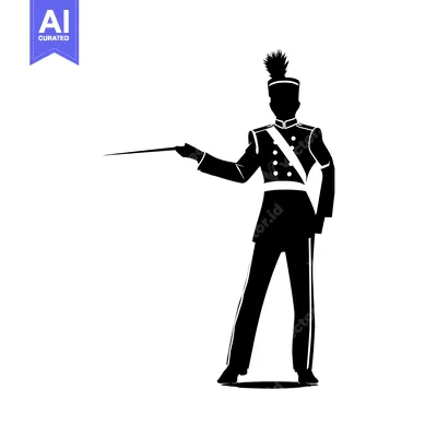 Aset premium populer: Silhouette of a Marching Band Drum Major Conducting