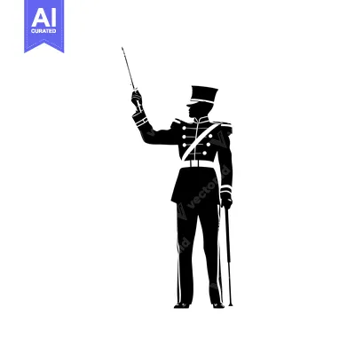 Aset premium populer: Silhouette of a Military Officer Conducting a Ceremony