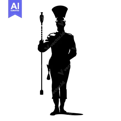 Premium design asset: Silhouette of a Man in Uniform Holding a Baton
