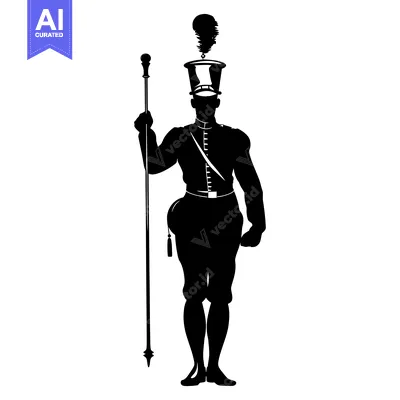 Aset premium populer: Silhouette of a Man in a Tall Hat Holding a Staff