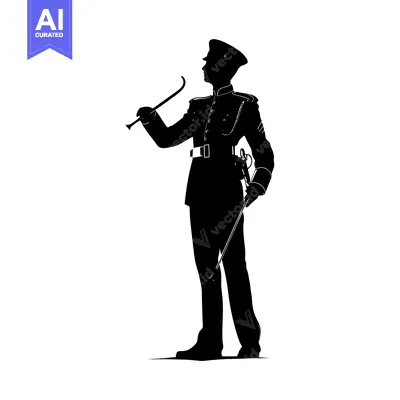 Popular premium asset: Silhouette of a Military Officer Holding a Baton