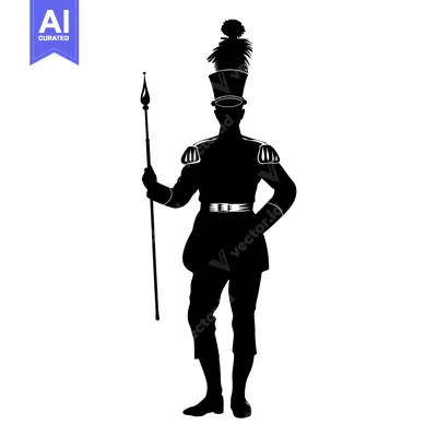 Popular premium asset: Silhouette of a Man in a Military Uniform Holding a Spear