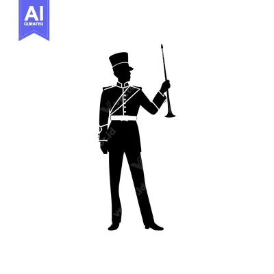 Aset premium populer: Silhouette of a Man in Military Uniform Holding a Rifle