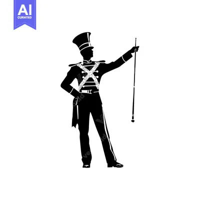 Aset premium populer: Silhouette of a Military Figure Holding a Staff