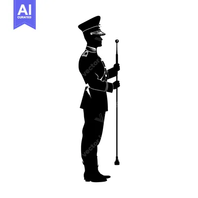Popular premium asset: Silhouette of a Military Officer Holding a Staff