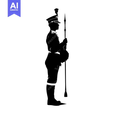 Aset desain premium: Silhouette of a Soldier Holding a Spear