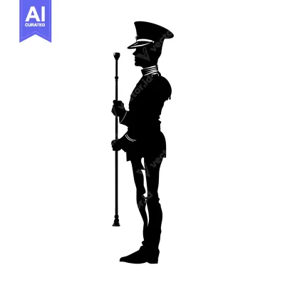 Aset premium populer: Silhouette of a Military Officer Holding a Staff