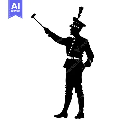 Aset premium populer: Silhouette of a Military Conductor Holding a Baton