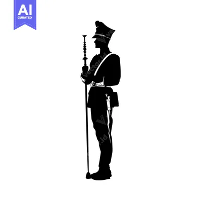 Popular premium asset: Silhouette of a soldier standing at attention holding a rifle
