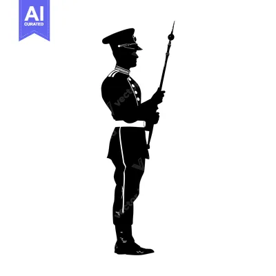 Silhouette of a Soldier Holding a Spear
