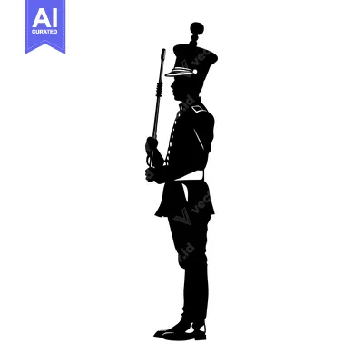 Aset premium populer: Silhouette of a Soldier in Uniform Holding a Rifle