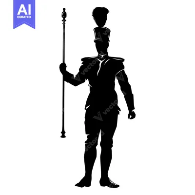 Premium design asset: Silhouette of a Man in Military Uniform Holding a Baton