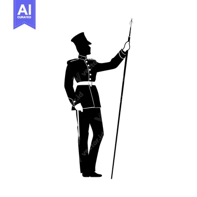 Aset premium populer: Silhouette of a man in uniform holding a spear