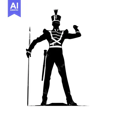 Aset desain premium: Silhouette of a Soldier Holding a Spear