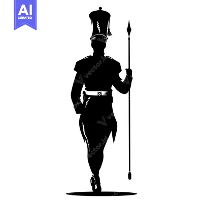 Popular premium asset: Silhouette of a Marching Soldier in Uniform with a Spear