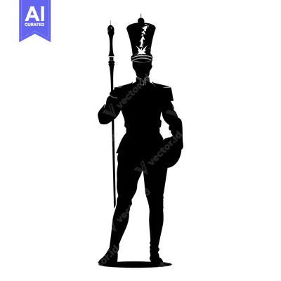 Aset premium populer: Silhouette of a Drum Major Holding a Baton