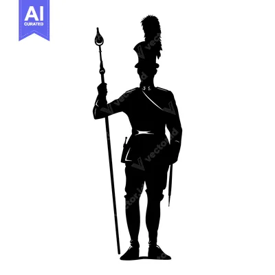 Popular premium asset: Silhouette of a soldier in uniform holding a spear