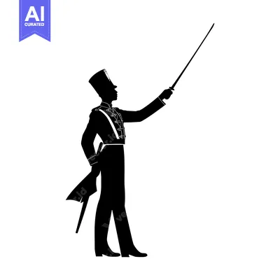 Aset premium populer: Silhouette of a Man in Military Uniform Holding a Sword