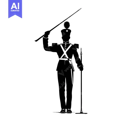 Premium design asset: Silhouette of a Man in Military Uniform Holding a Rifle