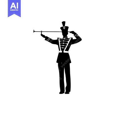 Aset premium populer: Silhouette of a Drum Major Holding a Baton