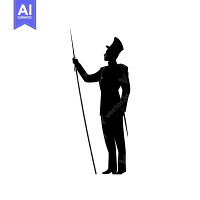 Aset premium populer: Silhouette of a man in a uniform holding a spear