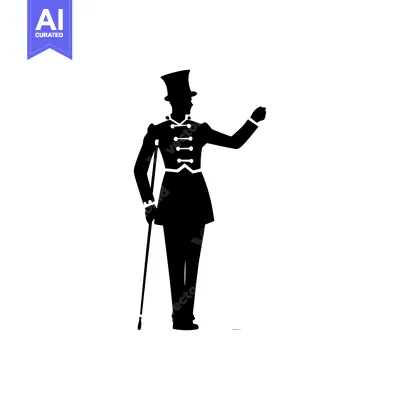 Aset premium populer: Silhouette of a Man in a Top Hat and Formal Attire Holding a Cane