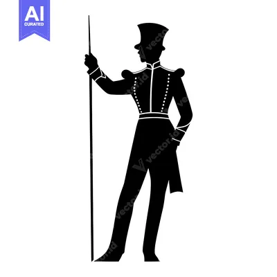 Popular premium asset: Silhouette of a Man in Uniform Holding a Staff