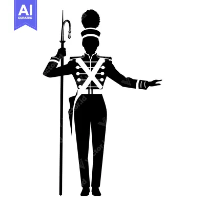 Aset premium populer: Silhouette of a Soldier Holding a Tall Staff