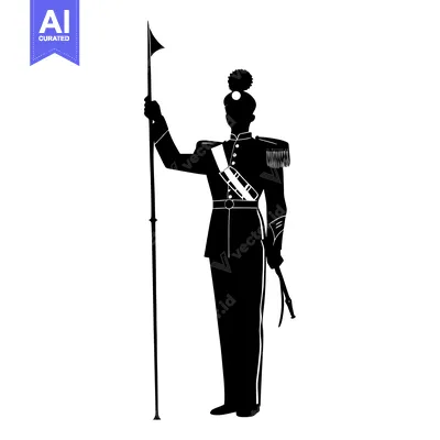 Popular premium asset: Silhouette of a Soldier Holding a Flag on a Pole