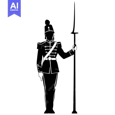 Aset desain premium: Silhouette of a Soldier Holding a Spear