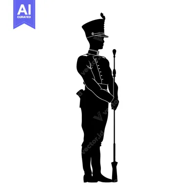 Aset desain premium: Silhouette of a Soldier Holding a Rifle