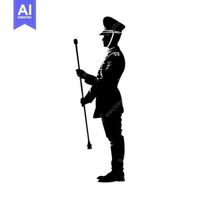 Popular premium asset: Silhouette of a Military Officer Holding a Staff
