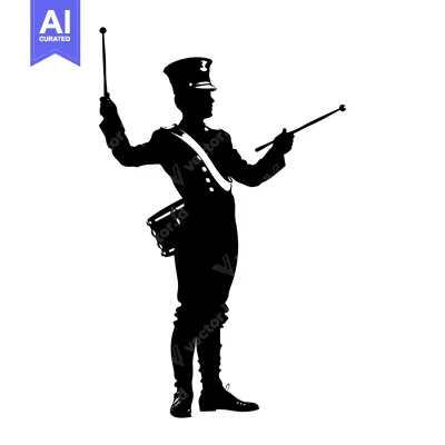 Aset premium populer: Silhouette of a Male Drummer Holding Drumsticks