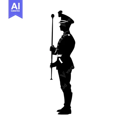 Popular premium asset: Silhouette of a Military Officer Holding a Staff