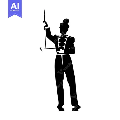 Popular premium asset: Silhouette of a Drum Major Holding a Baton