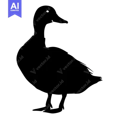 Premium design asset: Black and White Silhouette of a Duck Standing