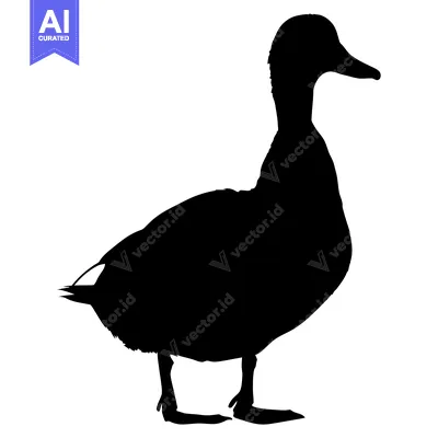 Aset desain premium: Silhouette of a Duck Standing on a White Background