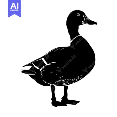 Premium design asset: Silhouette of a Standing Duck with Detailed Feathers