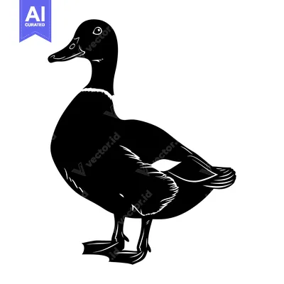 Aset premium populer: Black and White Silhouette of a Duck