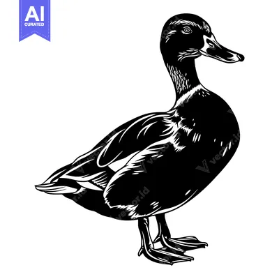 Popular premium asset: Black and White Illustration of a Duck