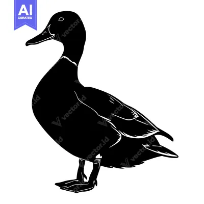 Popular premium asset: Black and White Silhouette of a Duck in Profile
